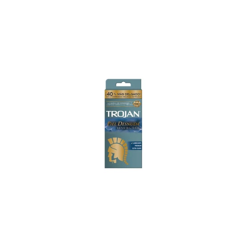 Trojan Preservativo Lubricante Piel Desnuda con 9 piezas cartera.