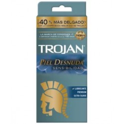 Trojan Preservativo Lubricante Piel Desnuda con 9 piezas cartera.