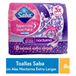 Saba Toalla Femenina Nocturna extra largas 8 toallas .