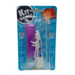 Estuche con cepillo pasta dental y palillo con hilo dental. Kit Viajero