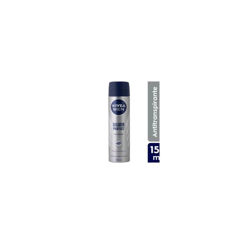 Nivea Men Desodorante Silver Protect Antibacterial en Aerosol 150mL.