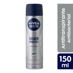 Nivea Men Desodorante Silver Protect Antibacterial en Aerosol 150mL.